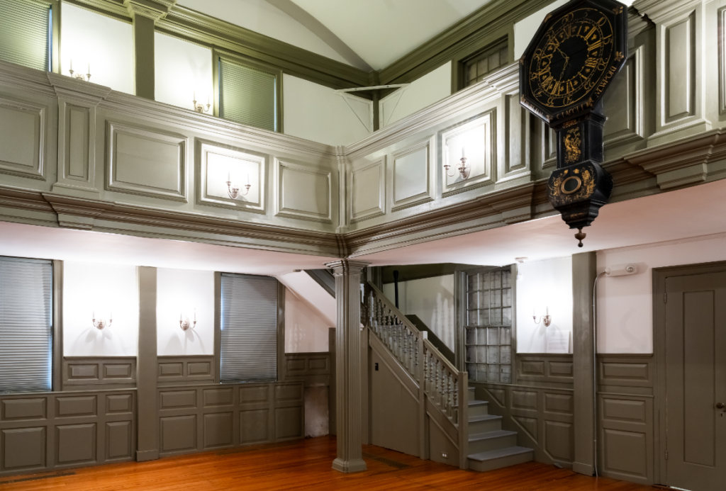 A view inside the Seventh Day Baptist Meeting House.